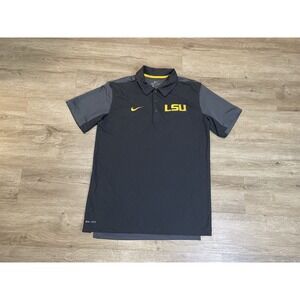 Rare Nike Dri-Fit LSU Tigers Mens Sz M Polo Shirt Smoke Gray